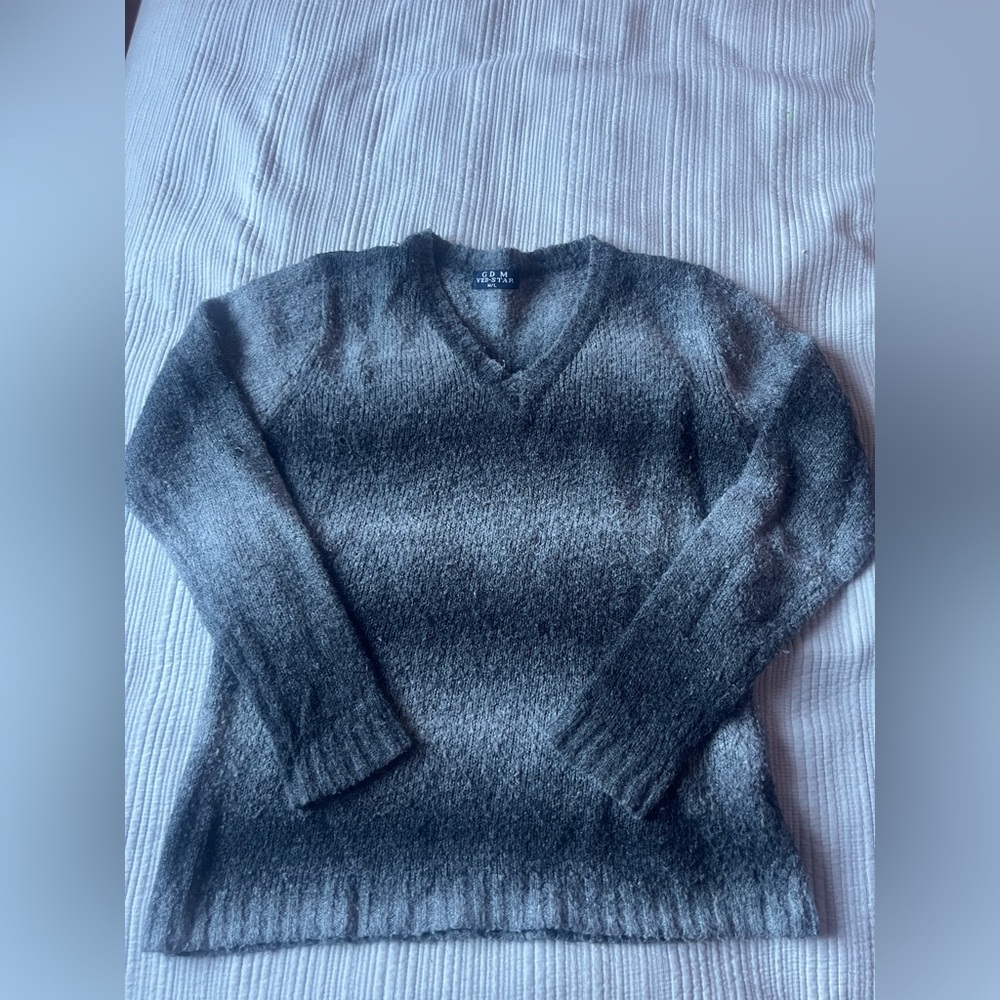 Elegant Black and Gray V-Neck Sweater for Women